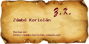 Zámbó Koriolán névjegykártya